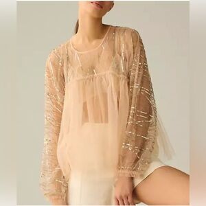 Forever That Girl Embellished Sheer Top from Anthropologie NWT